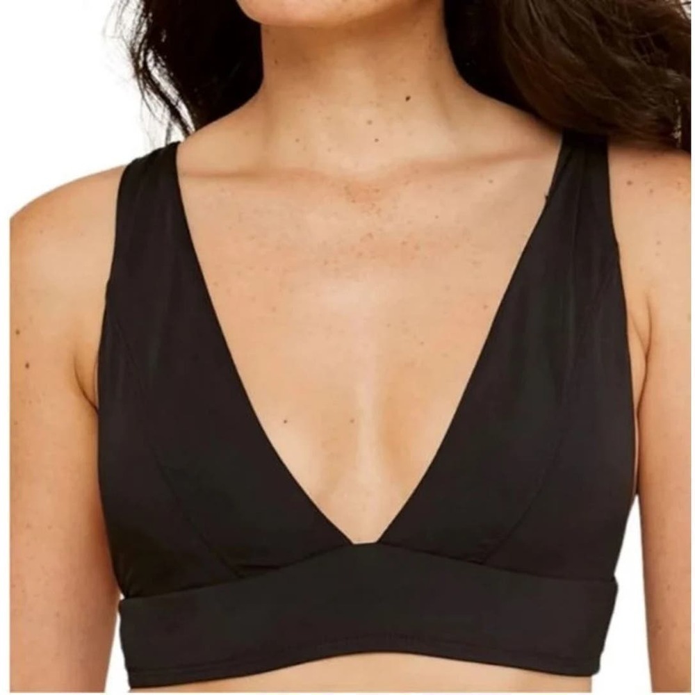 Andie Women's V-Neck Swim The Belize Bikini Top Adjustable Straps Sz M Black NWT - Picture 5 of 8